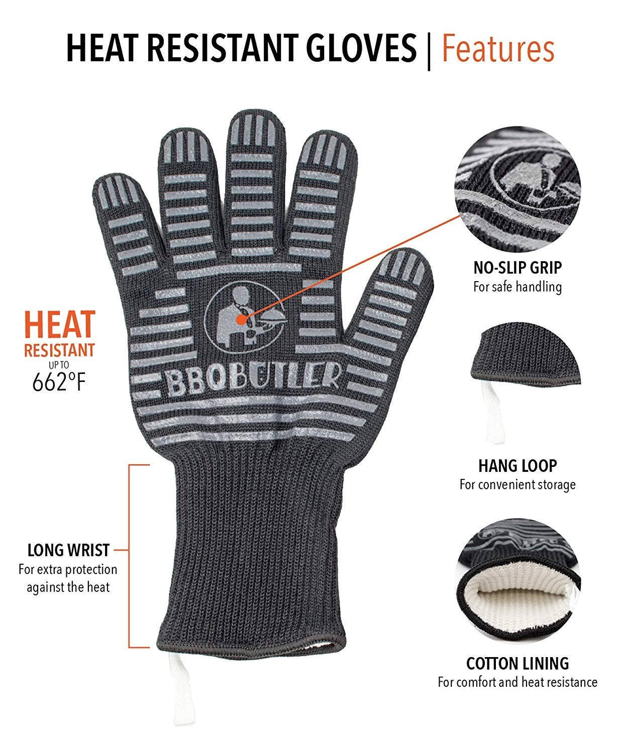 Black Fabric Gloves - Single